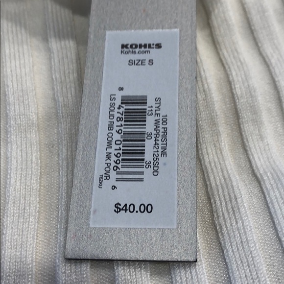 Apt. 9 Cowl Neck Off White Sweater Size S NWT - Picture 6 of 8